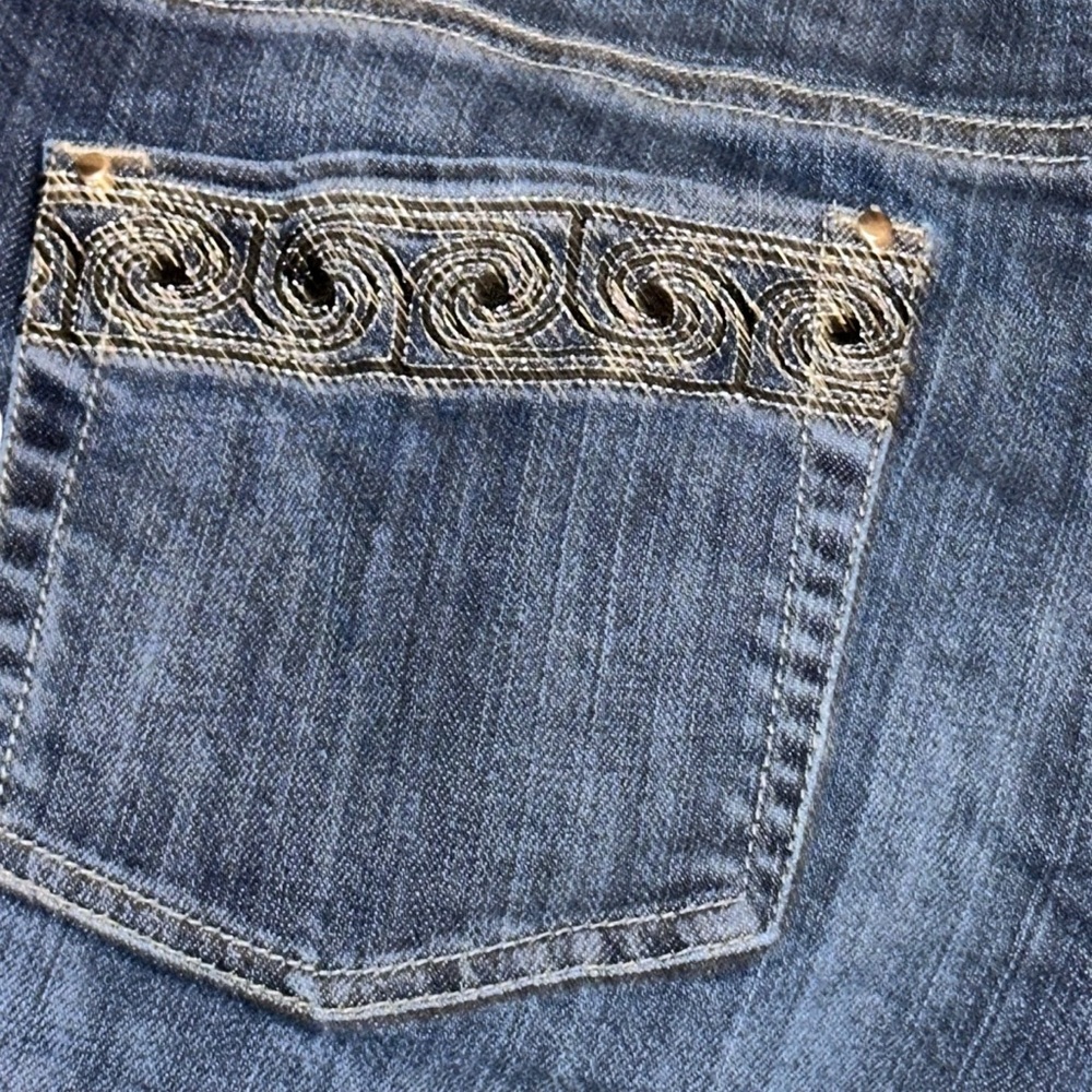 White House Black Market Blanc Dark Blue Denim WideLeg size 8r - Picture 13 of 14